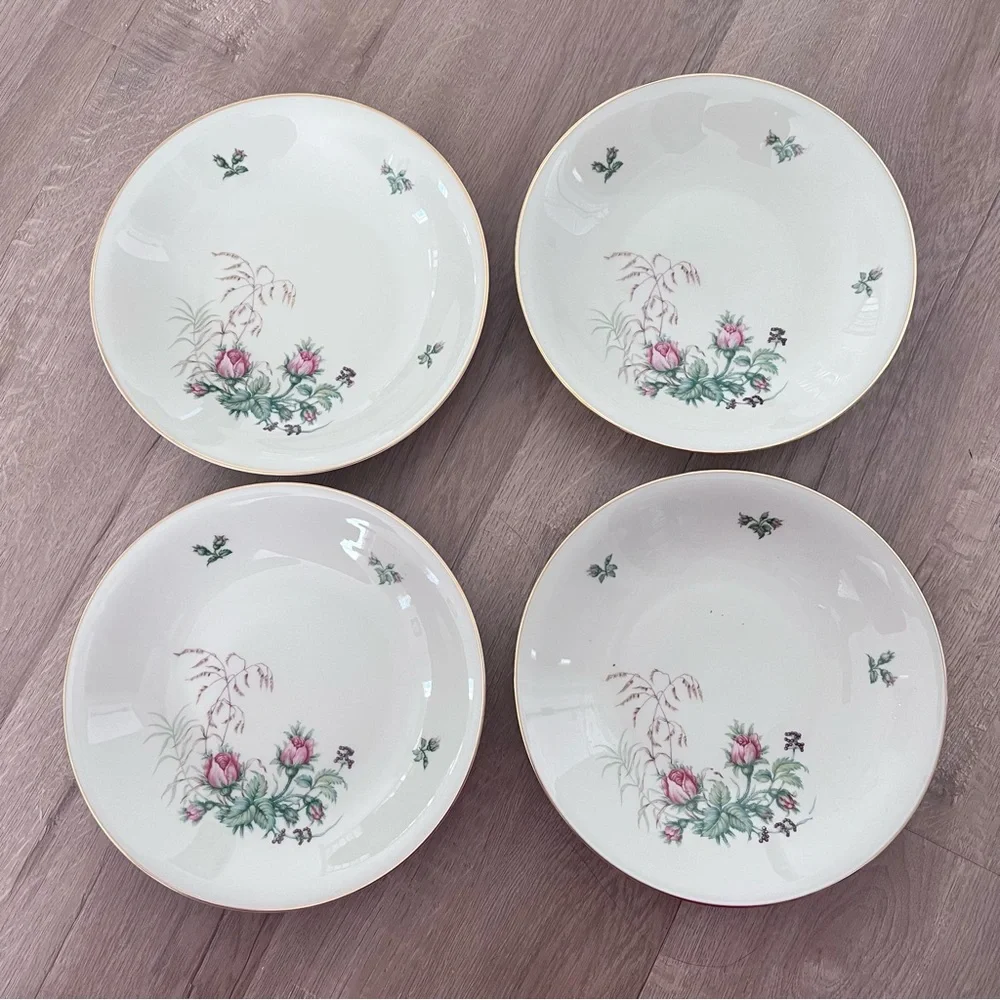 4 PCs H&C HEINRICH & COMPANY Germany Pink Roses Gold Trim 9